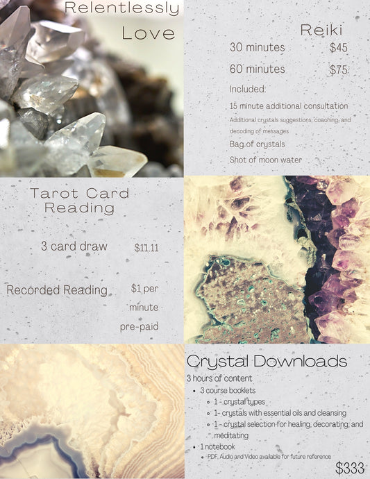 Pricing - Reiki - Tarot - Crystal Course